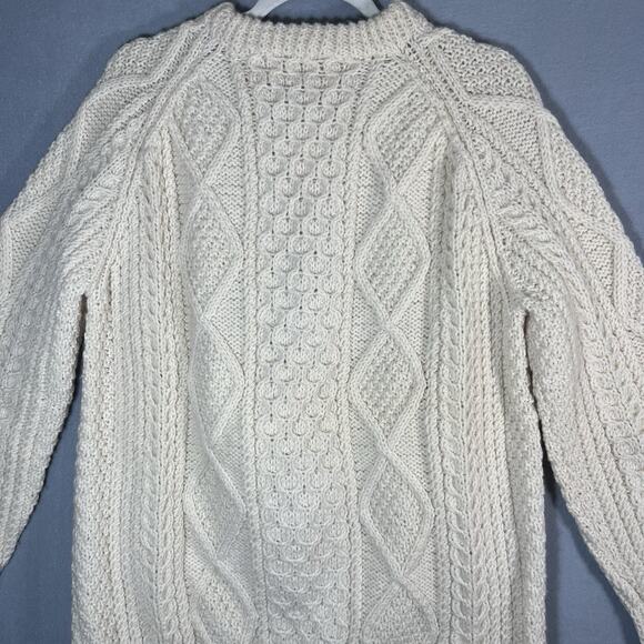 Glen Eany Genuine Donegal Knit 100% Wool Sweater Ireland Long‎ Sleeve Ivory L - Picture 10 of 10